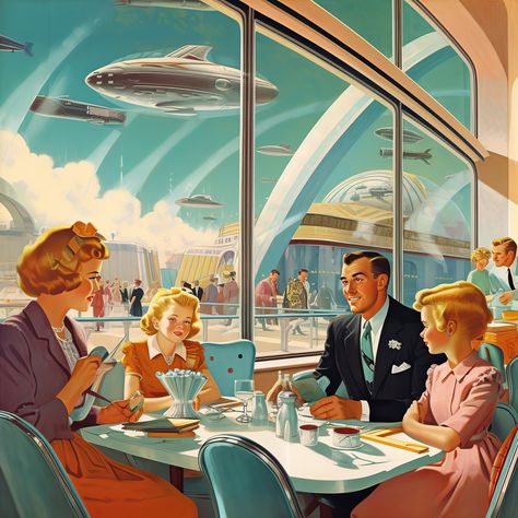 25 Incredible retro futuristic vintage style images, like drawings from the 50s 40s but surreal futuristic science fiction 6144 x 6144 px. Commercial use Retro Futurism Atompunk, Art Spatial, Science Fiction Artwork, Retro Future, Scifi Fantasy Art, Mid Century Illustration, The 40s, Images Vintage, Retro Futuristic