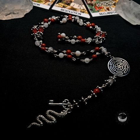 Hekate Prayer Beads Necklace, Strophalos, Witch Rosary, Pagan Meditation Beads, Witch's Ladder, Devotional Jewelry, Offering, Witchy Jewelry for just $55.00 #GoddessHekate #WiccanPrayerBeads #PaganPrayerBeads #GoddessHecate #GoddessJewelry #WitchRosary #PaganJewelry #GoddessNecklace #AmuletTalisman #WireWrappedJewelry Witch Rosary, Pagan Meditation, Hekate Prayer, Meditation Beads, Goddess Jewelry, Goddess Necklace, Pagan Jewelry, Witchy Jewelry, Witchy Things