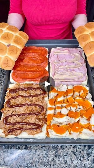 How did I not know this sandwich trick? 😲 (Game Day Sliders) | How did I not know this sandwich trick? 😲 (Game Day Sliders) (Produced by Network Media and Kyle & Mistie) | By Life with Coco | Facebook Pulled Chicken Recipes Easy, Slider Buffet Ideas, Loose Meat Sliders, Cold Sliders For A Crowd, What To Serve With Sliders, Cold Sliders, Game Day Sliders, Sliders For A Crowd, Sandwiches For A Crowd