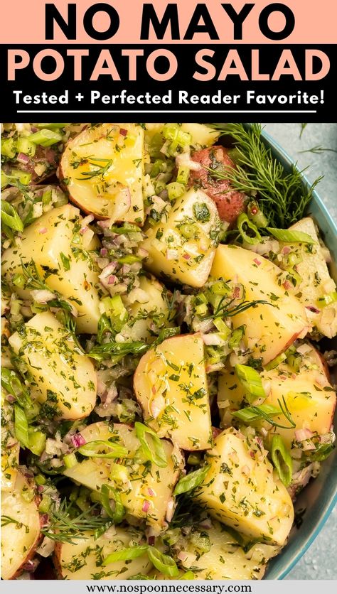 Cold Potato Dishes, Quick Easy Potato Salad, No Mayonnaise Potato Salad, Dairy Free Potluck Ideas, Potato Salad No Mayonnaise, Easy Potato Salad No Egg, Vinaigrette Potato Salad, Baby Potato Salad Recipe, Mini Potato Salad Recipe