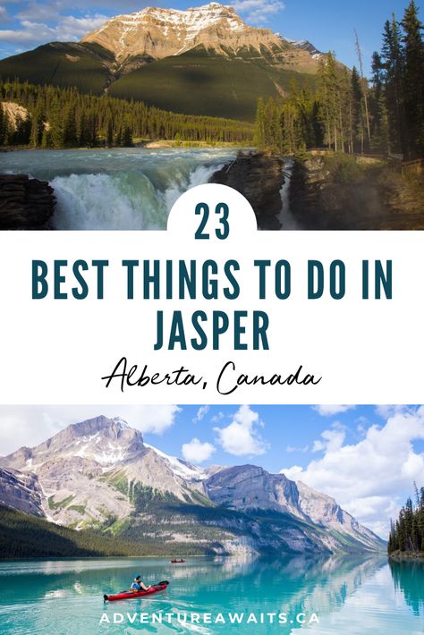 Jasper is truly a mecca for those that love the great outdoors, scenery that goes on for miles, and animal encounters. Check out the TOP 23 things to do in Jasper! Canadian Travel Destinations, Jasper National Park Canada, Jasper Canada, Visit Vancouver, Waterton Lakes National Park, Animal Encounters, Maligne Lake, Village Photos, Canada Travel Guide