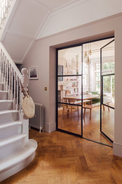 A Light-Filled Victorian Family Home in London - The Nordroom Victorian Family Home, Built In Sofa, London Houses, White Bathroom Designs, Timeless Interior, Built In Seating, Flooring Inspiration, Herringbone Floor, London Apartment