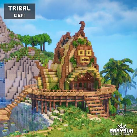 Minecraft Water Temple, Pirate Minecraft, Minecraft Jungle House, Minecraft Beach, Minecraft Enchantments, Fantasy Jungle, Minecraft Town, Build Minecraft, Tropical Colonial