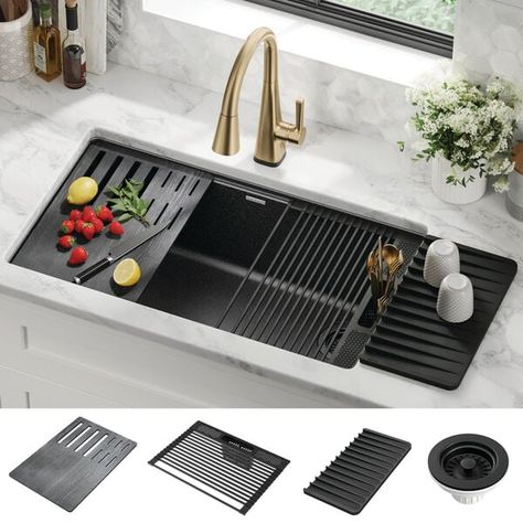 Black Undermount Kitchen Sink, Kitchen Sink Undermount, Black Granite Sink, Sink Undermount, Composite Kitchen Sinks, Best Kitchen Sinks, Drainboard Sink, Composite Sink, Black Kitchen Sink