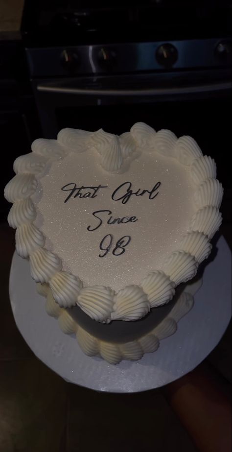 Cute Classy Birthday Cakes, That Girl Since 98 Cake, Cake Combinations Ideas, 27 Birthday Cake Woman, Sag Szn Birthday Cake, White Love Heart Cake, 19tg Birthday Cake, That Girl Birthday Cake, That Girl Since Cake