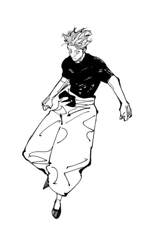 Gojo Satoru Physique, Gojo Pose Reference, Toji Outfit Ideas, Jjk Pose Reference, Gojo Full Body Manga, Gojo Full Body Drawing, Gege Akutami Art Style, Gojo Half Body Manga, Gojo In Toji Outfit