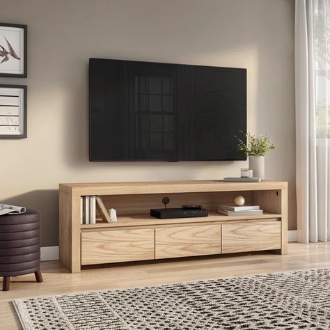 Eurostyle Bryant TV Stand for TVs up to 70" | Wayfair Vibrant Living Room, Tv Stand Designs, Rack Tv, Media Stand, Living Room Tv Stand, Tv Stand Wood, Tv Furniture, American Home, Euro Style