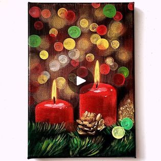 Christmas Mood Acrylic Painting | Christmas Mood Acrylic Painting Color used : Burnt sienna, Burnt umber, Black, Vermilion, White, Phthalo green, Lemon yellow, Brilliant red, Gold, Green... | By El Drawing Arts | Facebook Acrylic Painting For Christmas, Easy Acrylic Painting Ideas Christmas, Acrylic Painting Christmas Ideas, Acrylic Christmas Paintings On Canvas, Easy Valentines Paintings, Christmas Painting Ideas Acrylic, Easy Christmas Acrylic Painting, Easy Christmas Acrylic Painting Ideas, Christmas Paintings Acrylic