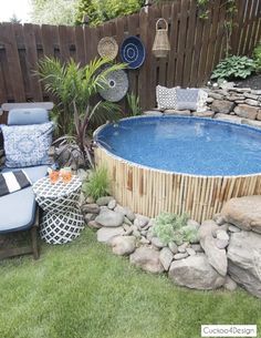 9 Best Stock Tank Pool Ideas | Creative DIY Swimming Pools » We're The Joneses Boho Pool, Stock Tank Swimming Pool, Tank Swimming Pool, Cowboy Pool, Stock Pools, Pool Oasis, Diy Stock Tank, Stock Tank Pool Diy, Sloped Yard