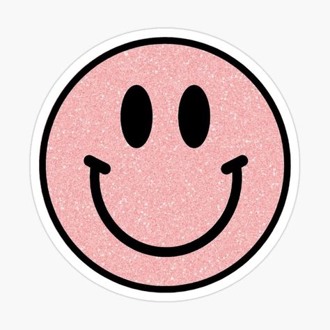 Smiley Face Aesthetic, Cute Aesthetic Stickers, Smiley Face Sticker, Pink Smiley Face, Pink Smiley, Preppy Stickers, Happy Stickers, Cute Laptop Stickers, Face Aesthetic