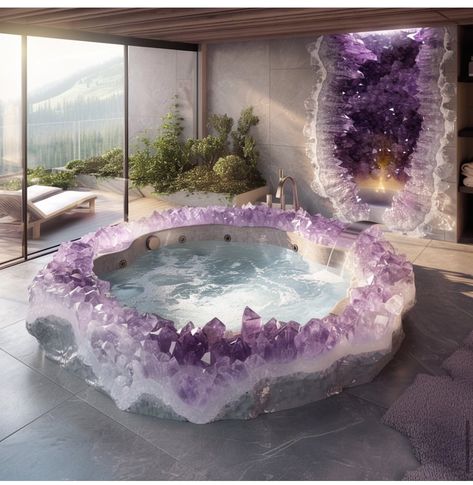 Rock Furniture, Indoor Hot Tub, Amazing Bedroom Designs, Crystal Bath, Bathroom Decor Ideas Colors, Interiors Dream, Boho Farmhouse, Fantasy House, Dream Room Inspiration