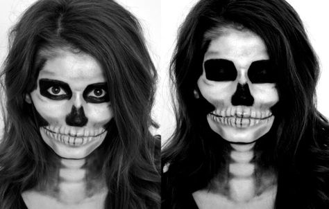 Skeleton Makeup Diy, Skeleton Halloween Makeup, Skeleton Face Makeup, Skeleton Makeup Tutorial, Halloween Skeleton Makeup, Fashion Costume Halloween, Halloween Make-up Looks, Mascaras Halloween, Skeleton Face