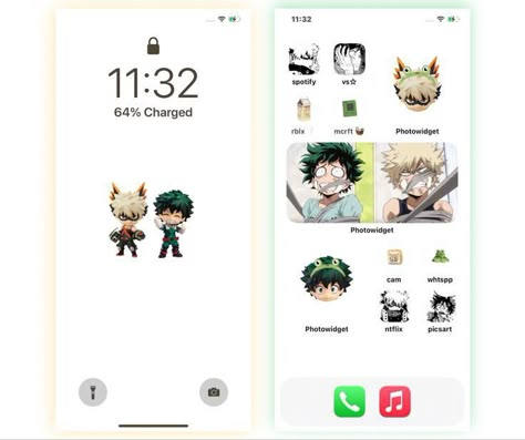 Mha Widget, Phone Setup, Phone Things, Iphone Themes, Ios Homescreen, Wallpaper Themes, Retro Wallpaper Iphone, Iphone Home Screen Layout, Phone Inspo