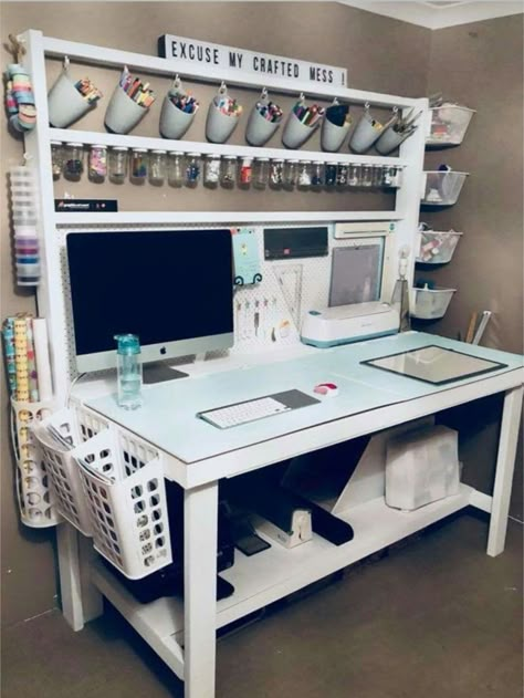 Office Craft Room Combo, Craftroom Ideas, Craft Room Organization Diy, Craft Room Organizing, Crafting Room, Craft Room Inspiration, Craft Shed, Craft Office, Idee Cricut