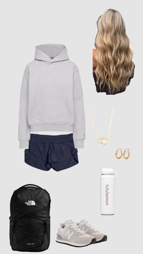 #fyp Outfit Ideas With Athletic Shorts, Fall Outfits Sporty, Athlete Outfits For School, Cute Outfits Athletic, Athletic Outfit Ideas For School, School Outfits Athletic Shorts, Sporty Shorts For School In Summer, College Outfits Sporty, Sporty School Shorts