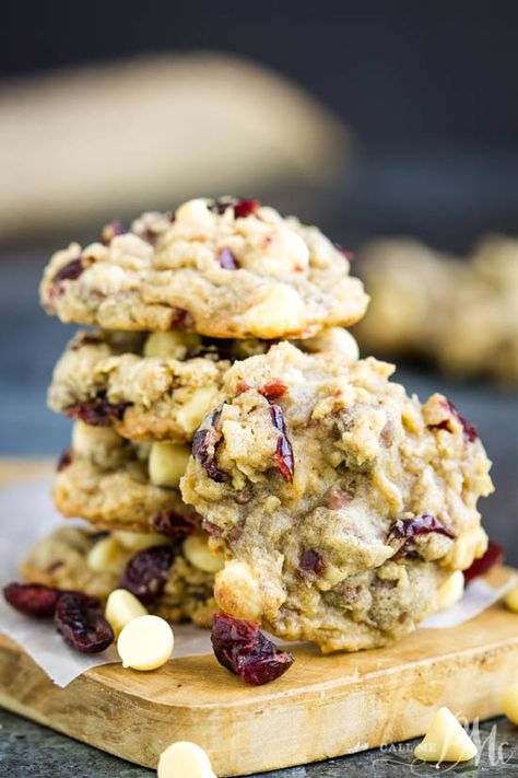 Texas Ranger Cookies with Cranberries + tons of #cookie baking tips from Call Me PMc blog! Cookies With Cranberries, Cranberry White Chocolate Chip Cookies, Ranger Cookies, Cranberry Orange Cookies, Cranberry White Chocolate, Oatmeal Cranberry Cookies, Cranberry Orange Muffins, Cookie Sandwich, Orange Muffins