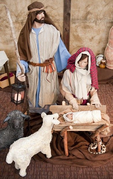 Life Size Nativity Scene, Life Size Nativity, Nativity Scene Display, Nativity Costumes, School Display, Diy Paper Art, Outdoor Nativity Scene, Feast Of Tabernacles, Outdoor Nativity