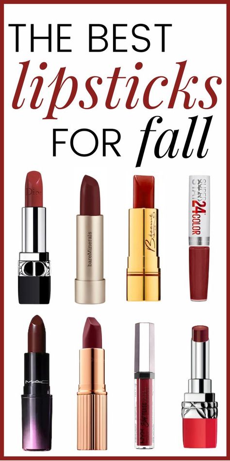 Lipsticks Fall Lip Color For Blondes, Fall 2023 Lip Color, Lipsticks For Autumn, Fall Lip Color For Brunettes, Lipstick Colors For Winters, Fall Beauty Ideas, Fall Lipstick Colors 2024, Fall Lipstick Colors 2022, Lipsense Fall Colors