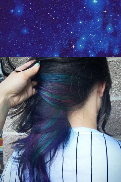 Spectacular Galaxy Hair Ideas That Are Straight Out Of The Cosmos Indian Hair Cuts, Dark Ombre Hair, Galaxy Hair, Night Hairstyles, Peekaboo Hair, Best Hair Dryer, Nose Hair Trimmer, Hair Color Techniques, Mom Hairstyles