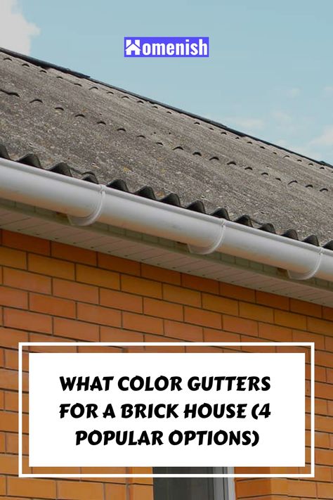 Gutters and downspouts are an essential exterior design component of any house to increase its resale value and curb appeal. Modern gutter designs come in a variety of colors and styles to suit the exterior details of a home. Colonial Brick House, Brown Brick Exterior, Painting Gutters, Orange Brick Houses, House Gutters, Gutter Colors, Brick House Colors, Terracotta Walls, Red Roof House