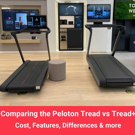 Peloton Tread vs Tread+ (Plus): Comparison of feature differences. Which Treadmill should you buy? - Peloton Buddy Peloton Treadmill Room Ideas, Peloton Treadmill, Peloton Tread, Indoor Cycling Bike, Peloton Bike, Gym Kit, Cardio Machines, Biker Gear, Indoor Cycling