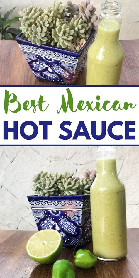 Homemade Green Hot Sauce, Lime Hot Sauce, Green Hot Sauce Mexican, Spicy Mexican Sauce, Homemade Habanero Hot Sauce, Green Pepper Sauce Recipe, Green Habanero Recipes, Green Habanero Hot Sauce, Green Hot Sauce Recipe