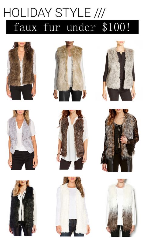 9 Faux Fur Vests Under $100 Outfits Chalecos, Faux Fur Vests Outfits, Fur Vest Outfits, White Faux Fur Vest, Fur Vests, Fur Clothing, Faux Fur Vest, Cute Fall Outfits, Faux Fur Vests