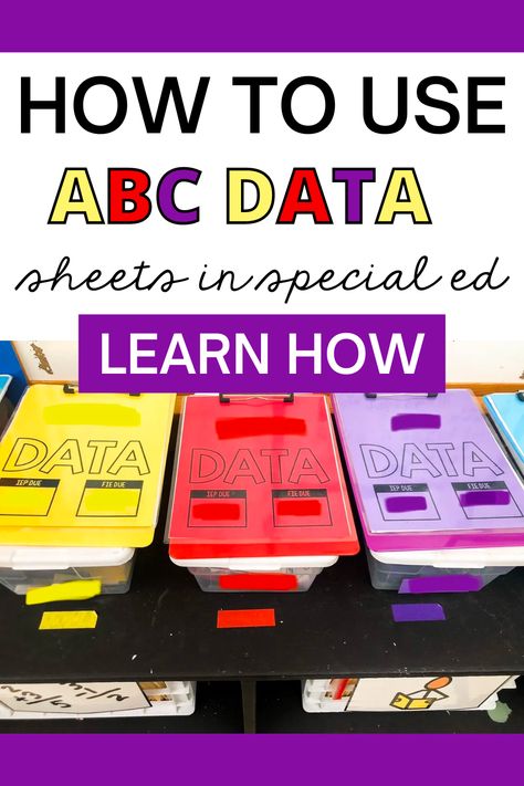 As special education teachers, data collection in the classroom is important. Today, I want to share with you how to use ABC data collection sheets and a free download. ABC data tracking is important to use when behavior arises and you don’t know why. This student behavior observation form will help you to see patterns and to look at the big picture. Finally, analyze the data and create student behavior goals. ABC data can help with positive behavior changes for your special education students. Special Education Organization, Special Education Behavior, Behavior Goals, Data Collection Sheets, Classroom Assessment, Educational Assistant, Teacher Info, Sped Classroom, Teacher Board