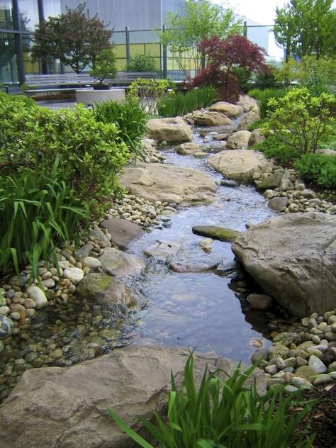 Backyard Stream, Garden Stream, Kolam Koi, Dry Creek Bed, Garden Pond Design, Garden Waterfall, Healing Garden, Pond Waterfall, Pond Landscaping