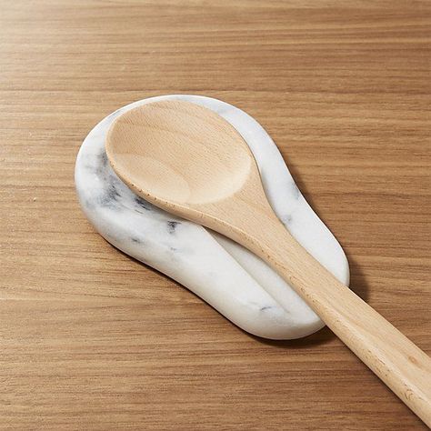 French Kitchen White Marble Spoon Rest + Reviews | Crate & Barrel Kitchen White Marble, Marble Lazy Susan, Boston Apartment, Marble Accessories, Must Have Kitchen Gadgets, Texas House, Apt Ideas, Stone Accessories, Kitchen White