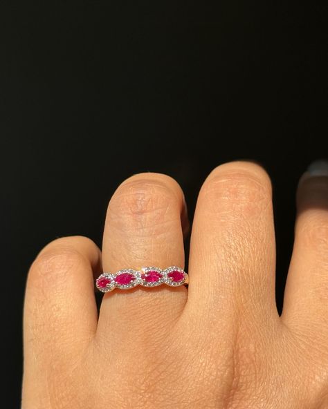 Gorgeous Scalloped rubies and diamonds band 💗New 14k scalloped rubies and diamond half eternity band, feathers 0.25ct natural diamonds and approx 1ct natural juicy raspberry rubies ,stack perfectly , sz7.25 sizable ,,please add sizing if needed ✨ check stories for 🔗 To shop Luxury Ruby Stackable Rings Fine Jewelry, Stackable Oval Ruby Ring In Fine Jewelry, Luxury Stackable Ruby Ring, Fine Jewelry Diamond Ruby Half Eternity Ring, Luxury Ruby Half Eternity Ring In Fine Jewelry Style, Diamond Half Eternity Band, Half Eternity Band, Ruby Diamond, Diamond Bands