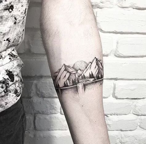 Norway Tattoo, Wing Tattoo Men, Nature Tattoo Sleeve, Inner Arm Tattoo, Forearm Band Tattoos, Hiking Tattoo, Wrist Tattoos For Guys, Geniale Tattoos, Arm Band Tattoo