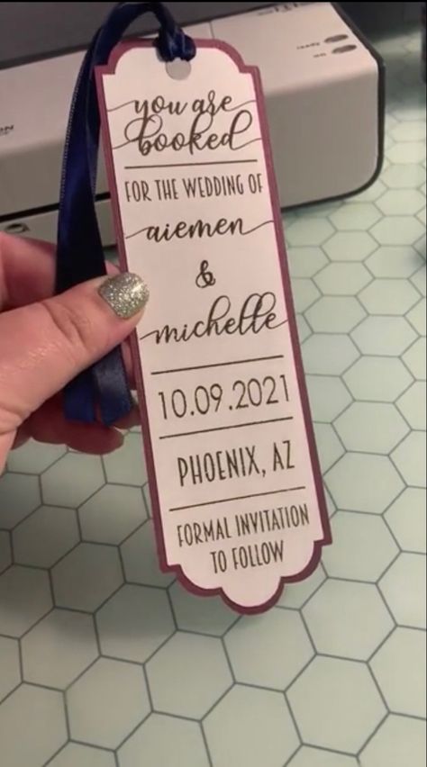 Wedding Bookmarks Favors, Bookmark Save The Date, Save The Date Bookmark, Cute Save The Date Ideas, Unique Invitation Ideas, Bookmark Invitation, Enchanted Forest Wedding Invitations, Theme Quinceanera, Reading Party