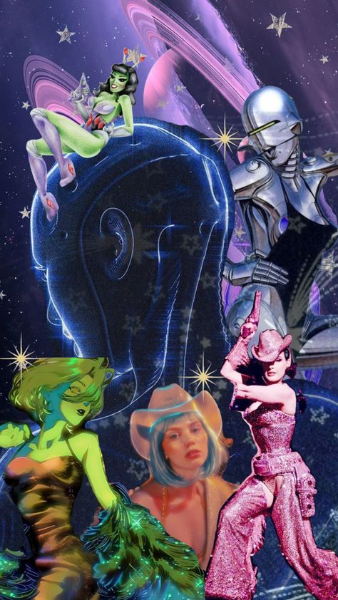 Space Cowgirl Background, Alien Cowgirl Aesthetic, Space Cowgirl Wallpaper, Space Rodeo Party, Space Cowgirl Art, Cowboys Vs Aliens Party, Galactic Branding, Cowboy Vs Aliens Party, Space Cowboy Theme