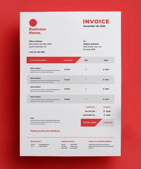 Clean Invoice Template AI, EPS, PSD Invoice Format In Excel, Website Design Inspiration Business, A4 Paper Size, New Instagram Logo, Invoice Design Template, Invoice Design, Receipt Template, Corporate Identity Design, Letterhead Design