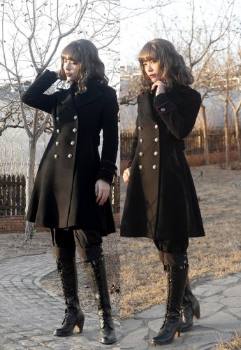 AmaStacia -The Location of Sunset- Ouji Lolita Military Lolita Coat (Female Version) Cosplay Fashion Style, Ouji Fashion Female, Military Aesthetic Outfit, Fantasy Military Outfit, Ouji Fashion Girl, Oc Clothing Ideas, Coat Designs For Women, Traveller Outfit, Military Outfits Women