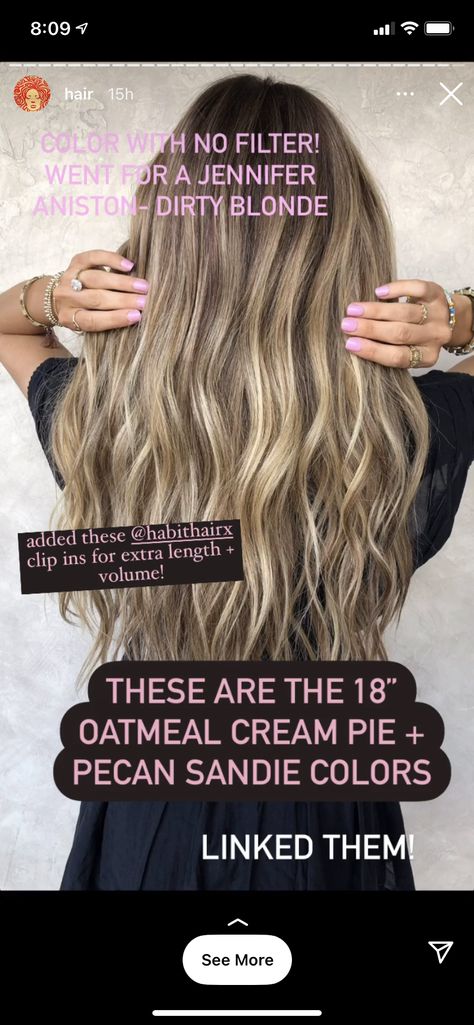 Oatmeal Cream Pie Hair Color, Pecan Sandie Hair, Pecan Sandie, Oatmeal Cream Pie, Pecan Sandies, Oatmeal Cream Pies, Oatmeal Cream, Dirty Blonde, Jennifer Aniston