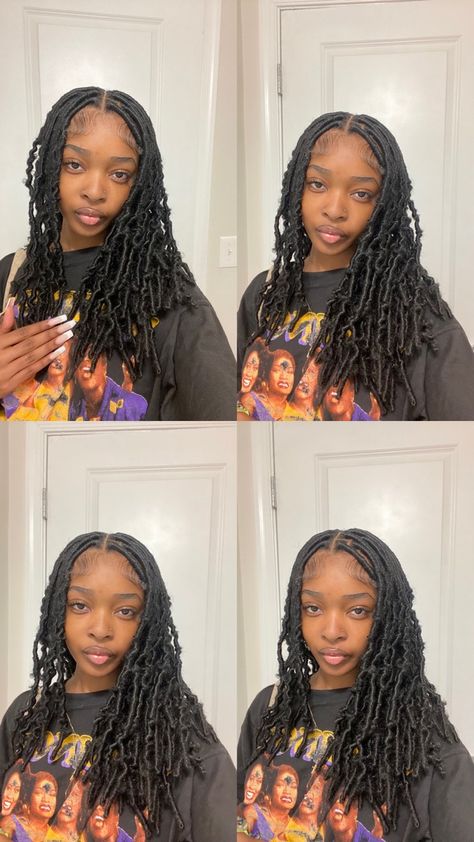 Natural Hairstyles No Extensions, Medium Faux Locs Black Women, Medium Length Soft Locs, Medium Length Faux Locs, Black Hair Protective Styles, Soft Locs, Short Box Braids Hairstyles, Faux Locs Hairstyles, Cute Box Braids Hairstyles