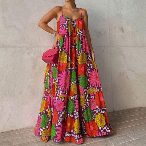 Boho Dress Pattern, Vintage Dresses Online, Long African Dresses, Loose Midi Dress, Mode Turban, A Line Maxi Dress, African Maxi Dresses, Maxi Dress Outfit, Short Sleeve Maxi Dresses