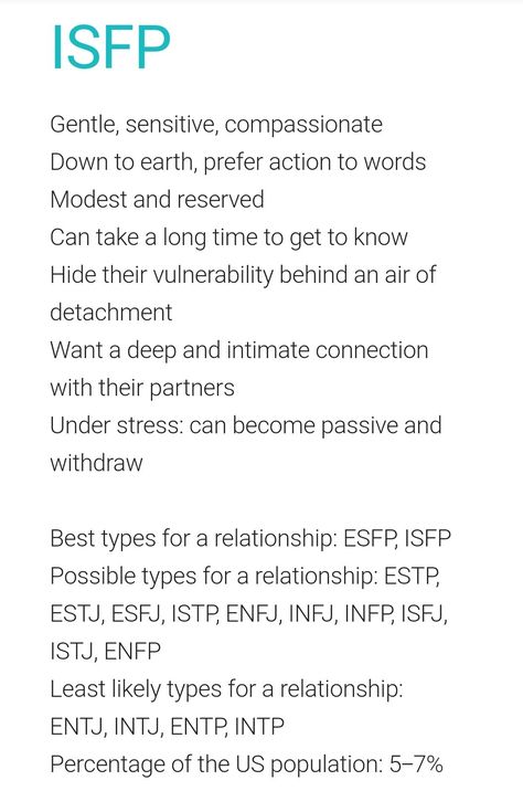 Isfp Boyfriend, Infj Esfp Relationship, Isfp Quotes, Infp Esfj Relationship, Isfp Enfj Relationship, Esfp Isfp Relationship, Mbti Explorers, Isfp Core, Isfp Relationships