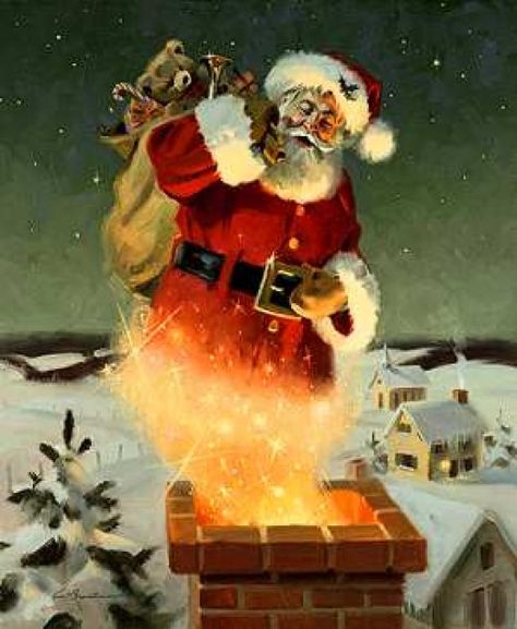 santa going down chimney  my favorite christmas picture of santa,,, shows all the magic,,, Santa Chimney, Black Santa Claus, Santa Klaus, Santa Claus Is Coming To Town, Black Santa, Old Fashioned Christmas, Santa Clause, Black Christmas, Christmas Past