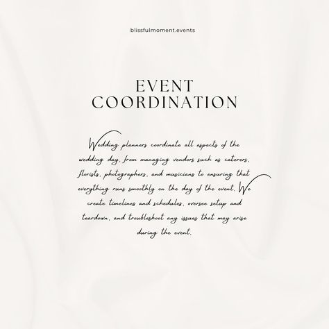 3 Main Jobs of a Wedding Planner 1. Creative Planning & Design - Wedding planners work closely with couples to bring their wedding vision to life. This includes selecting a theme or aesthetic for the wedding, choosing colors, decorations, and floral arrangements, and making decisions about the overall look and feel of the event. We also assist with choosing venues, creating seating arrangements, and coordinating other design elements such as invitations and signage. 2. Vendor Selection and ... Wedding Planner Aesthetic Job, Event Planner Aesthetic, Wedding Planner Aesthetic, Management Aesthetic, Twenty Twenty, Making Decisions, Wedding Vision, 2025 Vision, Design Wedding