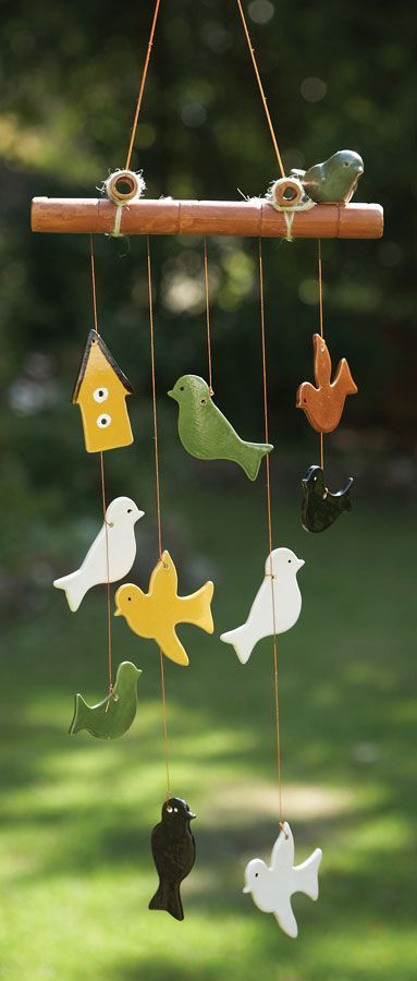 Classic Christmas Salt Dough Ornaments That Shall Speak of Your Creativity » Ceramic Windchimes Ideas, Wind Chime Ceramic, Ceramic Wind Chimes, Salt Dough Decorations, Get Some, Salt Dough Crafts, Wooden Birds, Clay Christmas Decorations, Wind Chimes Craft