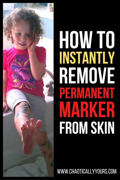 Learn how to quickly and easily remove permanent marker from skin with one product you probably already have in your house! Complete with video! How To Get Permanent Marker Off Plastic, How To Get Permanent Marker Off Skin, How To Remove Permanent Marker From Skin, How To Get Sharpie Off Skin, Remove Sharpie, How To Remove Sharpie, Remove Permanent Marker, Expo Marker, Marker Stain