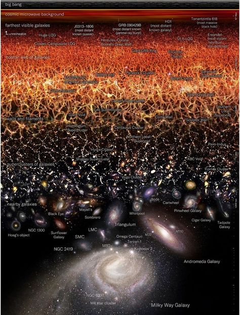 From Earth to the cosmic microwave background -- a logarithmic representation of the entire visible universe. Beautiful work by @budassiuniverse https://www.visualcapitalist.com/cp/map-of-the-entire-known-universe/ . Science Core, Observable Universe, Structure Of The Universe, Cosmic Microwave Background, Astronomy Facts, Space Stuff, Space Facts, Anime Watch, Space Pictures