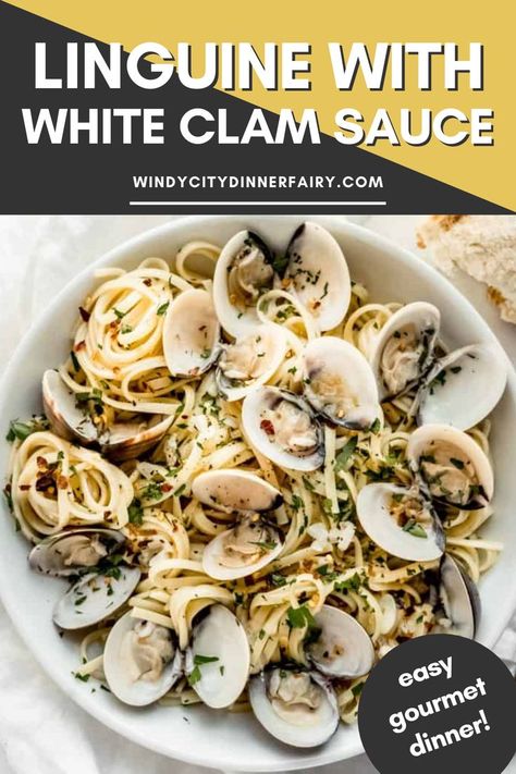 Clam Pasta Recipe, Seafood Pasta White Wine, Linguine With White Clam Sauce, Easy Seafood Dinner, White Wine Pasta Sauce, Clam Sauce Recipe, Fresh Clams, Seafood Pasta Dishes, Clam Sauce Linguine