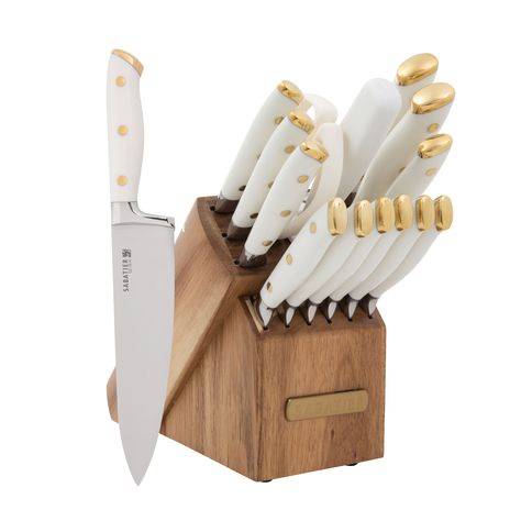 Kitchen Cutlery, Knife Block Set, Gold Kitchen, Cutlery Sets, Stainless Steel Cutlery, Santoku Knife, Knife Set Kitchen, Steak Knives, Utility Knife