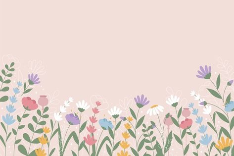 Spring background | Free Vector #Freepik #freevector #background #floral #flower #hand-drawn Pink Flowers Wallpaper Laptop, Aesthetic Spring Wallpaper, Wallpaper Edgy, Flower Desktop Wallpaper, Spring Desktop Wallpaper, Frühling Wallpaper, Macbook Wallpapers, Spring Flowers Background, Wallpaper Notebook