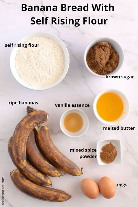 Uses For Self Rising Flour, Banana Muffins Self Rising Flour, Recipes That Use Self Rising Flour, Banana Bread Recipe With Self Rising, Banana Muffins With Self Rising Flour, Self Raising Flour Banana Bread, Banana Bread Using Self Rising Flour, What To Make With Self Rising Flour, Banana Bread With Bread Flour