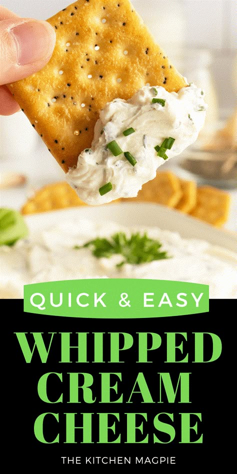 Whipped Cream Cheese - The Kitchen Magpie Diy Whipped Cream Cheese, How To Whip Cream Cheese, How To Make Whipped Cream Cheese, Diy Cream Cheese Spread, Homemade Whipped Cream Cheese, Cream Cheese Smear Recipe, Recipes Using Whipped Cream Cheese, Spreadable Cream Cheese Recipes, Whipped Cheese Dip